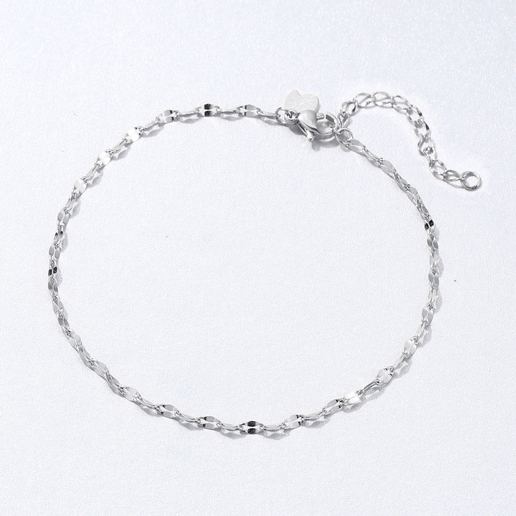 Tobillera de Cadena Rolo Aplanada en Plata
