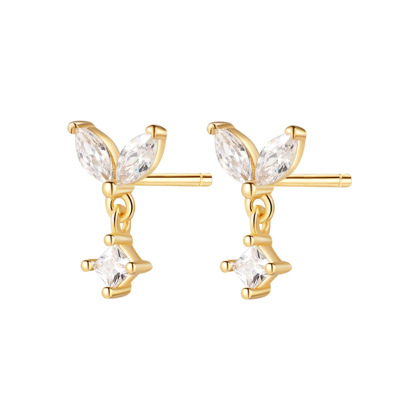 Flutter Stud Earrings Sterling Silver Gold