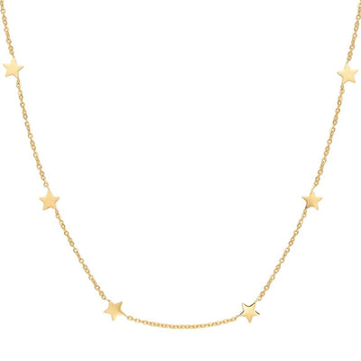 Layering Necklaces Stars and Moon in Gold