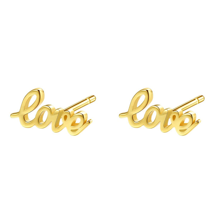 Boucles d’Oreilles Love Script Sterling Argent en Or