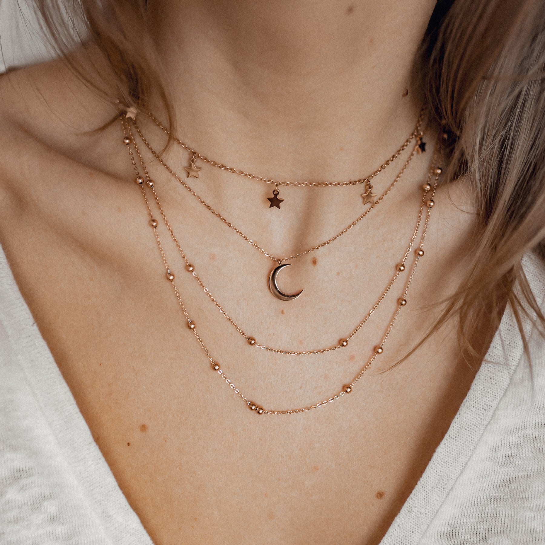 Multilayer Ketten Set Rosegold