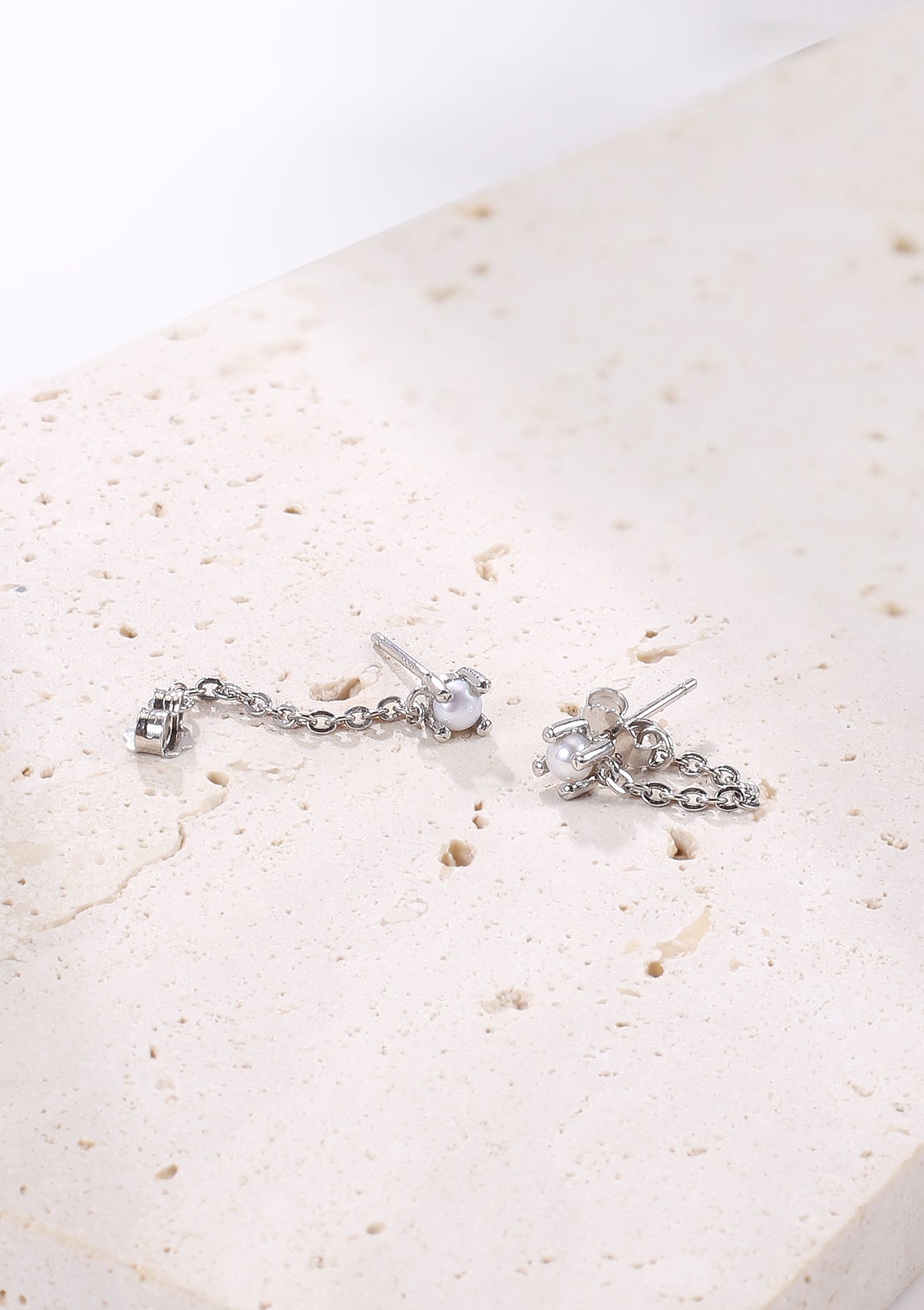 Perlen Ketten-Ohrringe aus Sterlingsilber