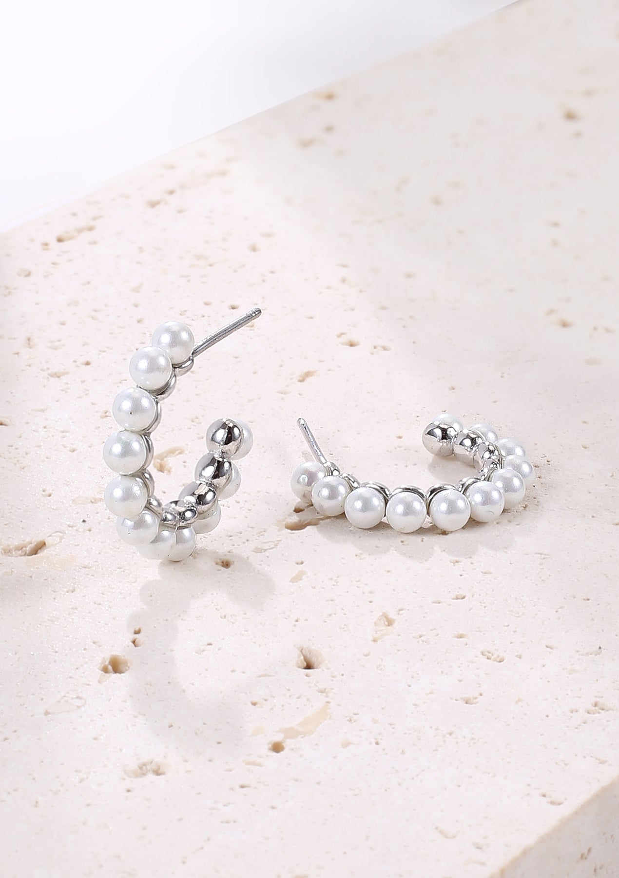 Boucles d’Oreilles Créoles Perle Argent Sterling