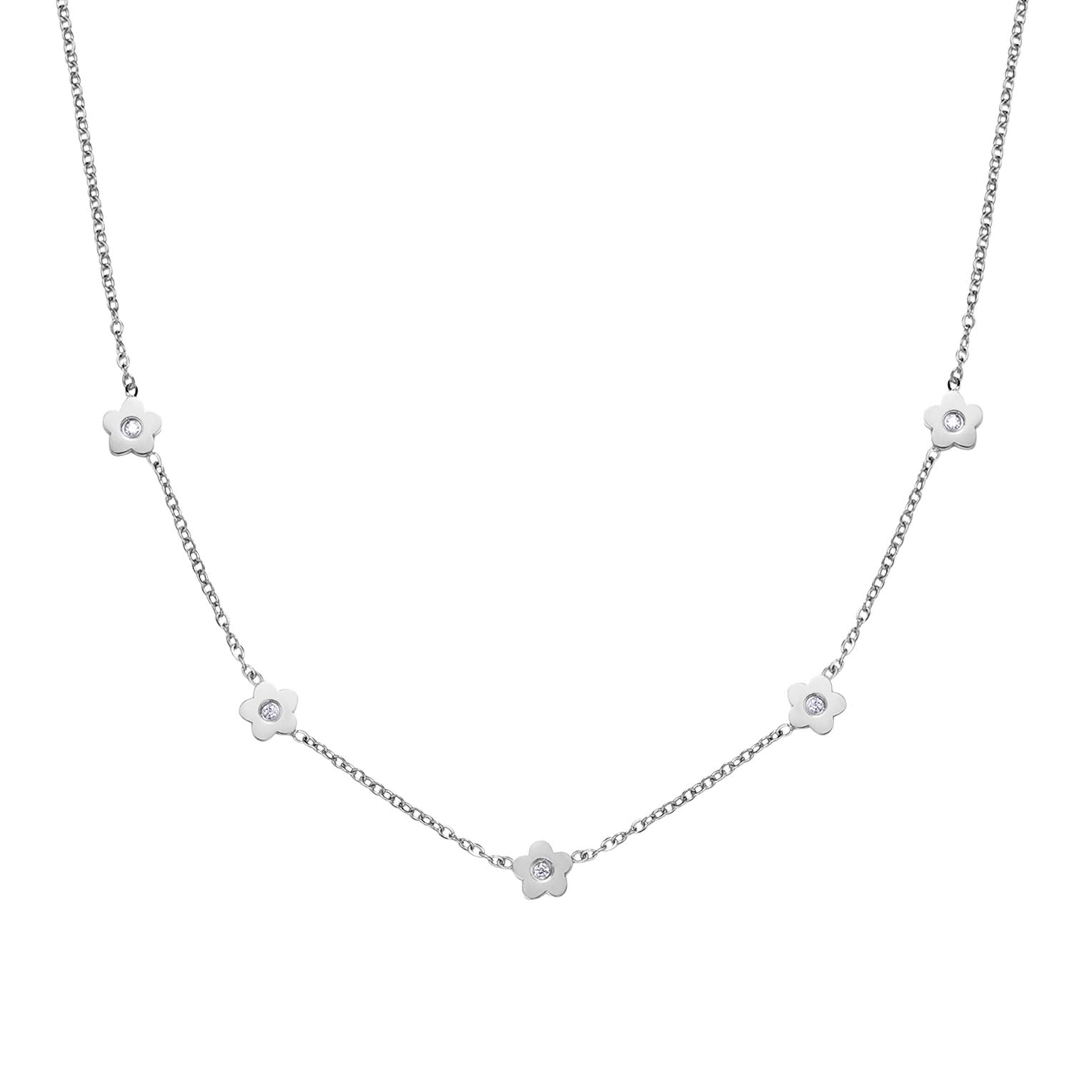 Zierliche Blume Charm Kette in Silber