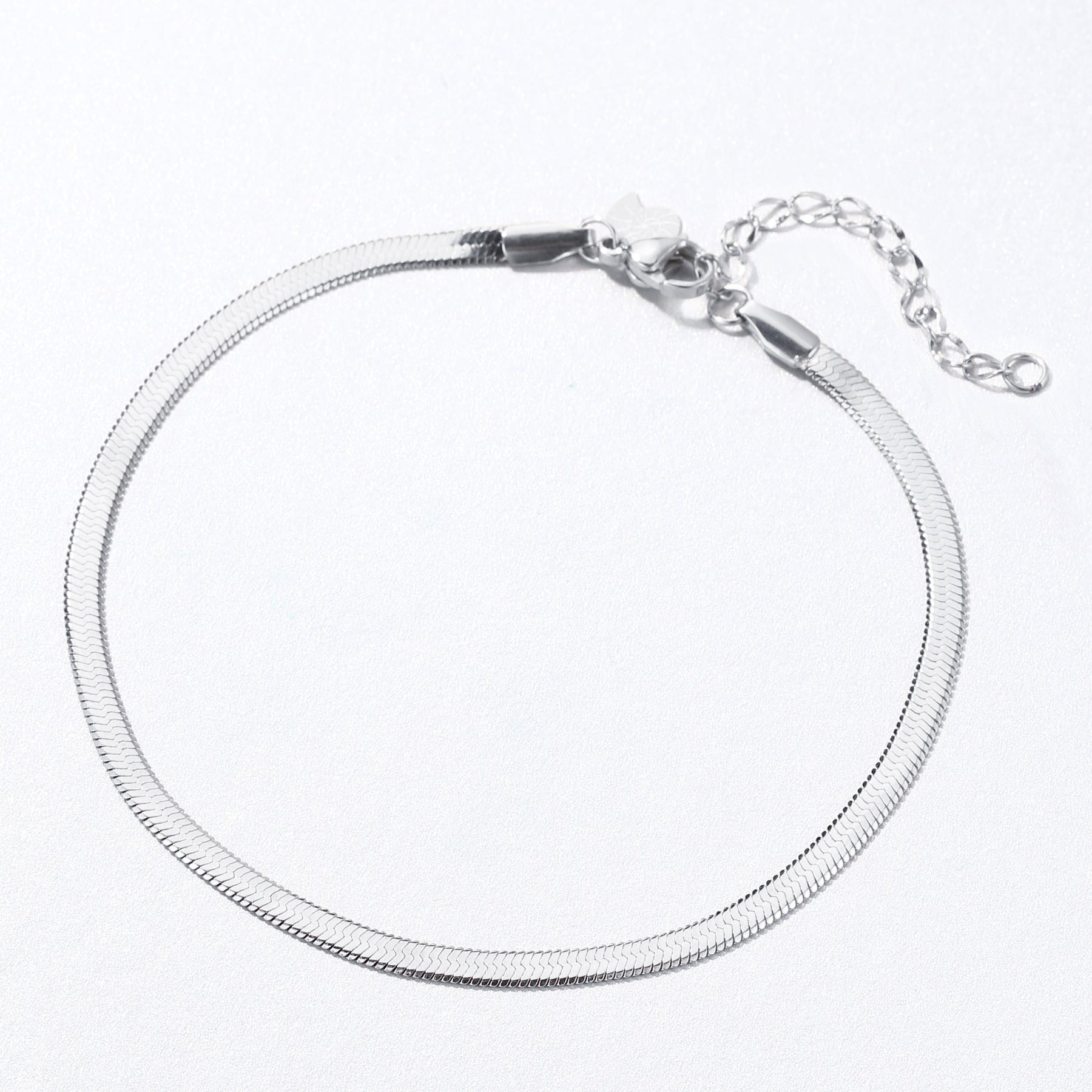 Tobillera de Cadena Serpiente en Plata
