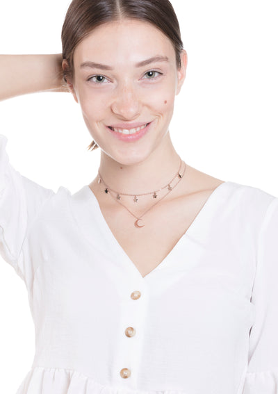 Conjunto de Joyería Collar de Luna Choker de Estrella en Oro Rosa