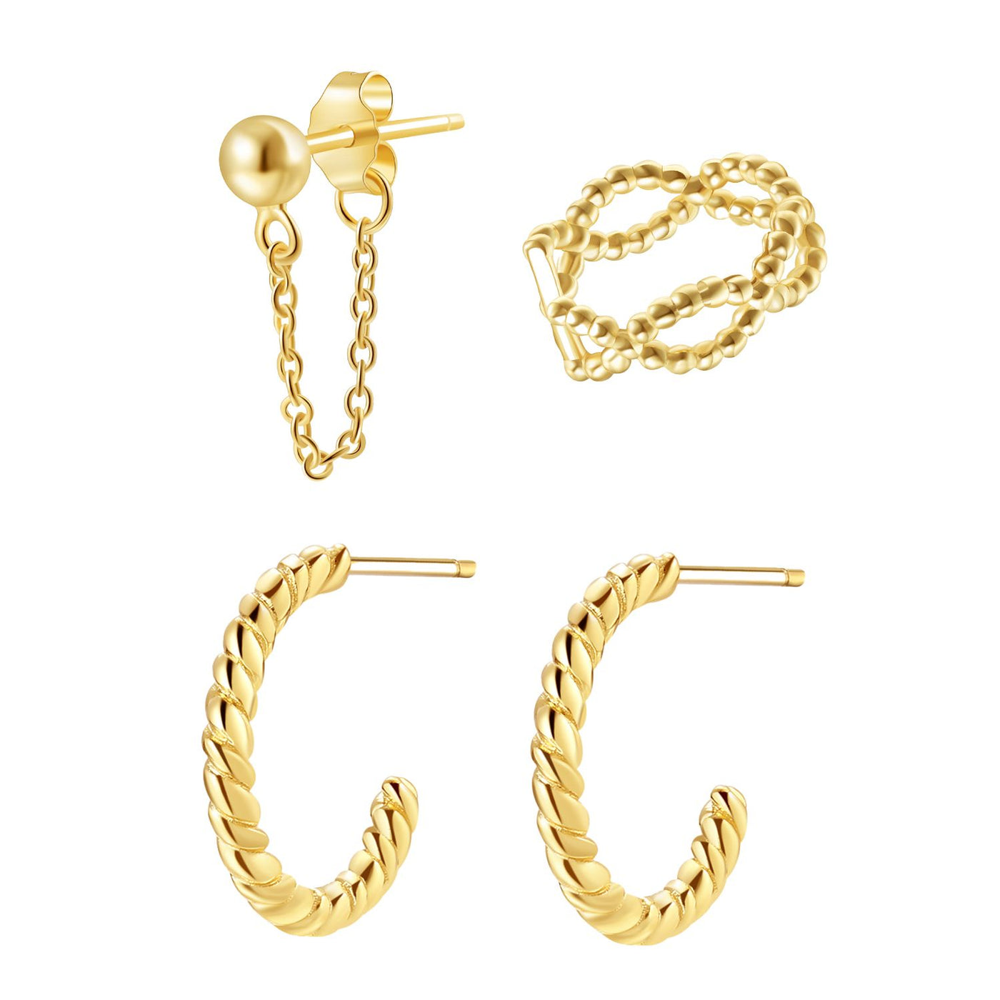 Einigung Ohrringe Set aus Sterlingsilber in Gold