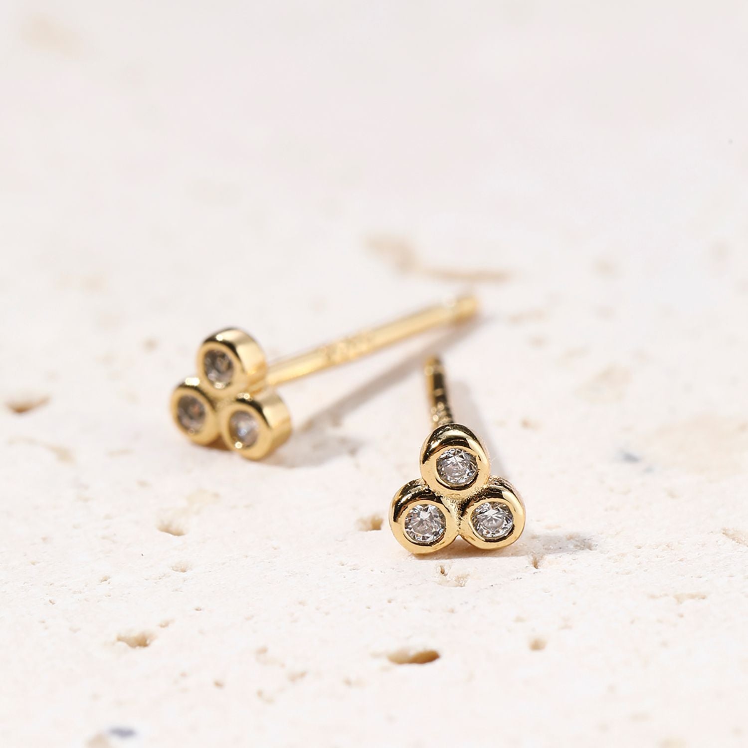 Boucles d’Oreilles Trio Gemme Blanc Argent Sterling en Or
