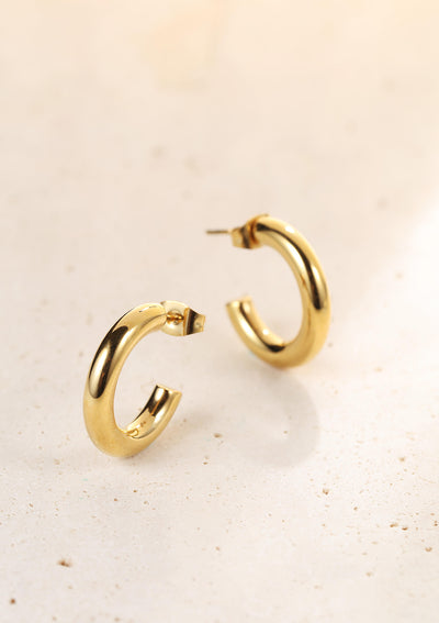 Small Round Hoop Earrings Gold