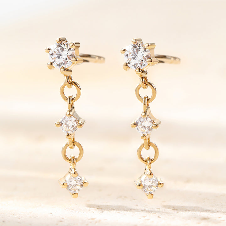 Pendientes Botón Alineación Oro 14K