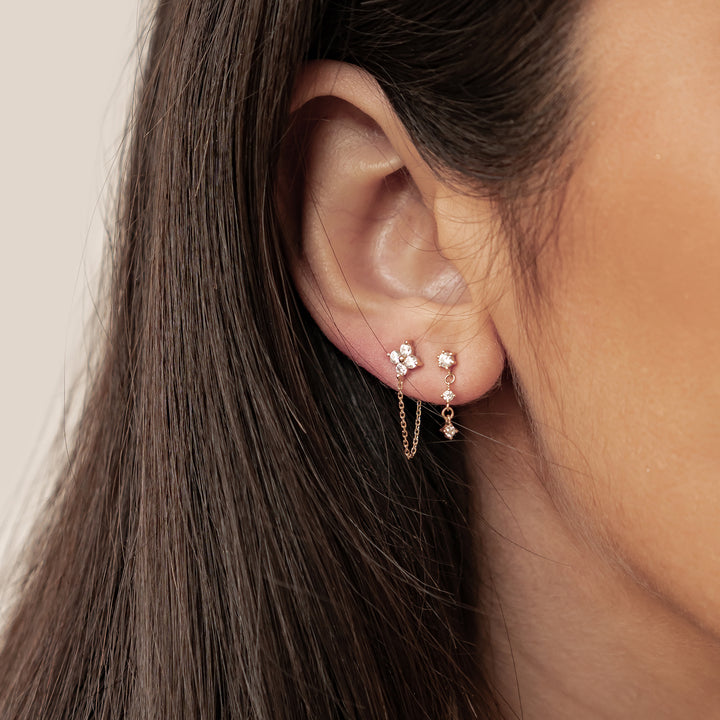 Clous d’Oreilles Alignement Or 14K