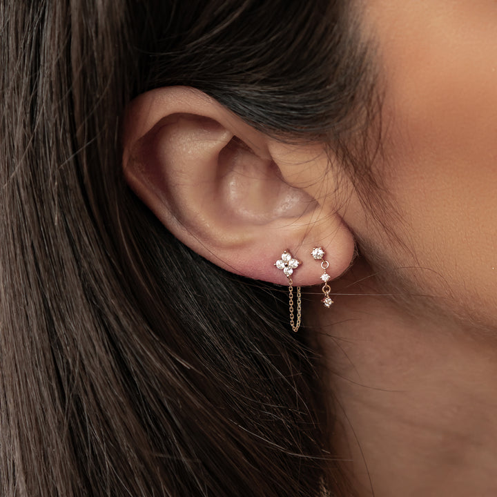 Clous d’Oreilles Alignement Or 14K