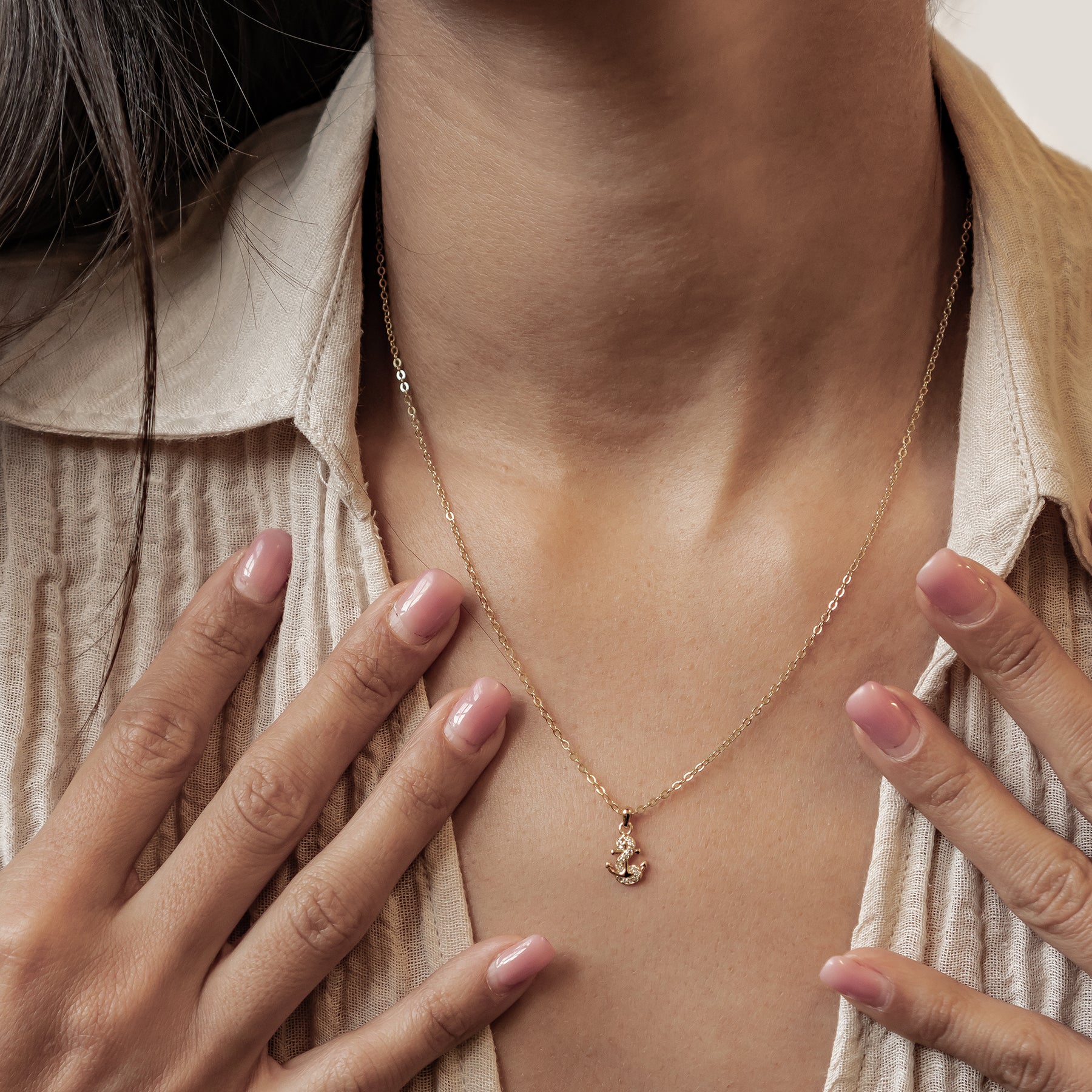 Collier Pendentif Ancre Étincelante en Argent Sterling