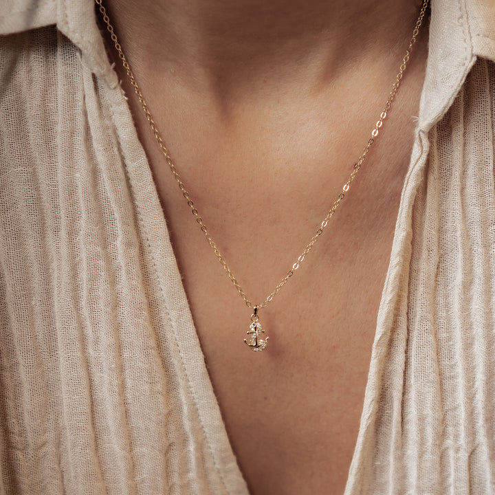 Collar Colgante Ancla Brillo Plata de Ley 925