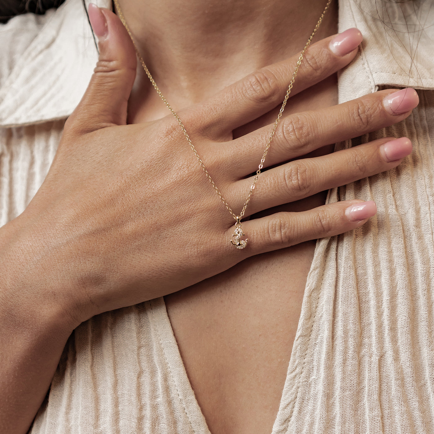 Collier Pendentif Ancre Étincelante en Argent Sterling