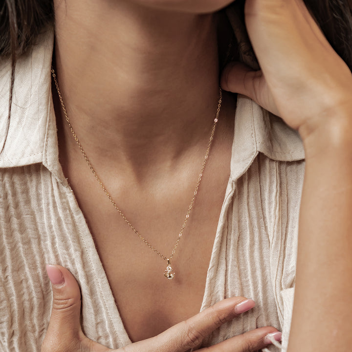 Collar Colgante Ancla Brillo Plata de Ley 925