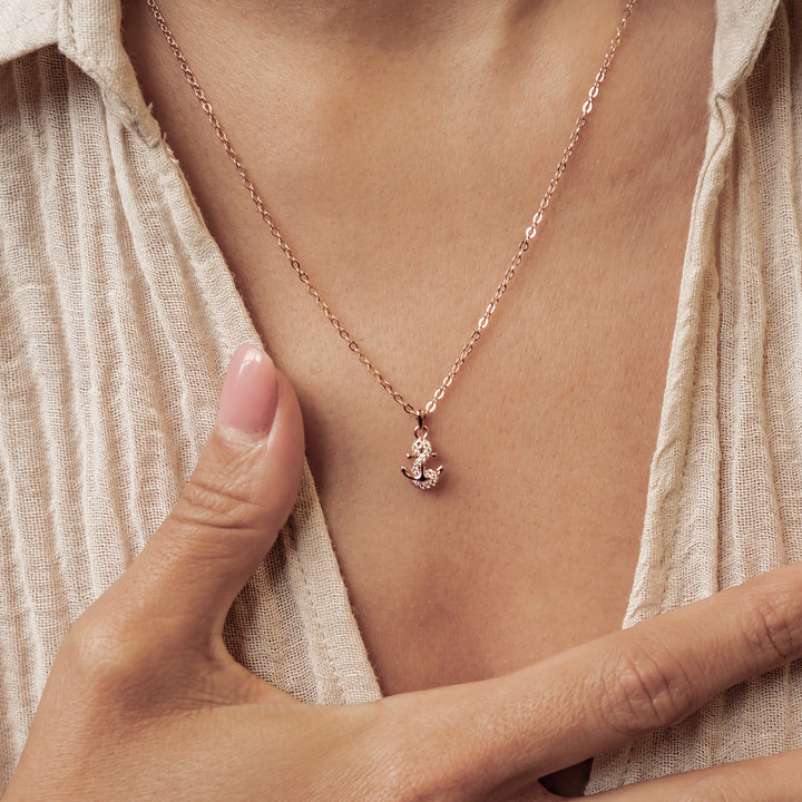 Collar Colgante Ancla Brillo Plata de Ley 925