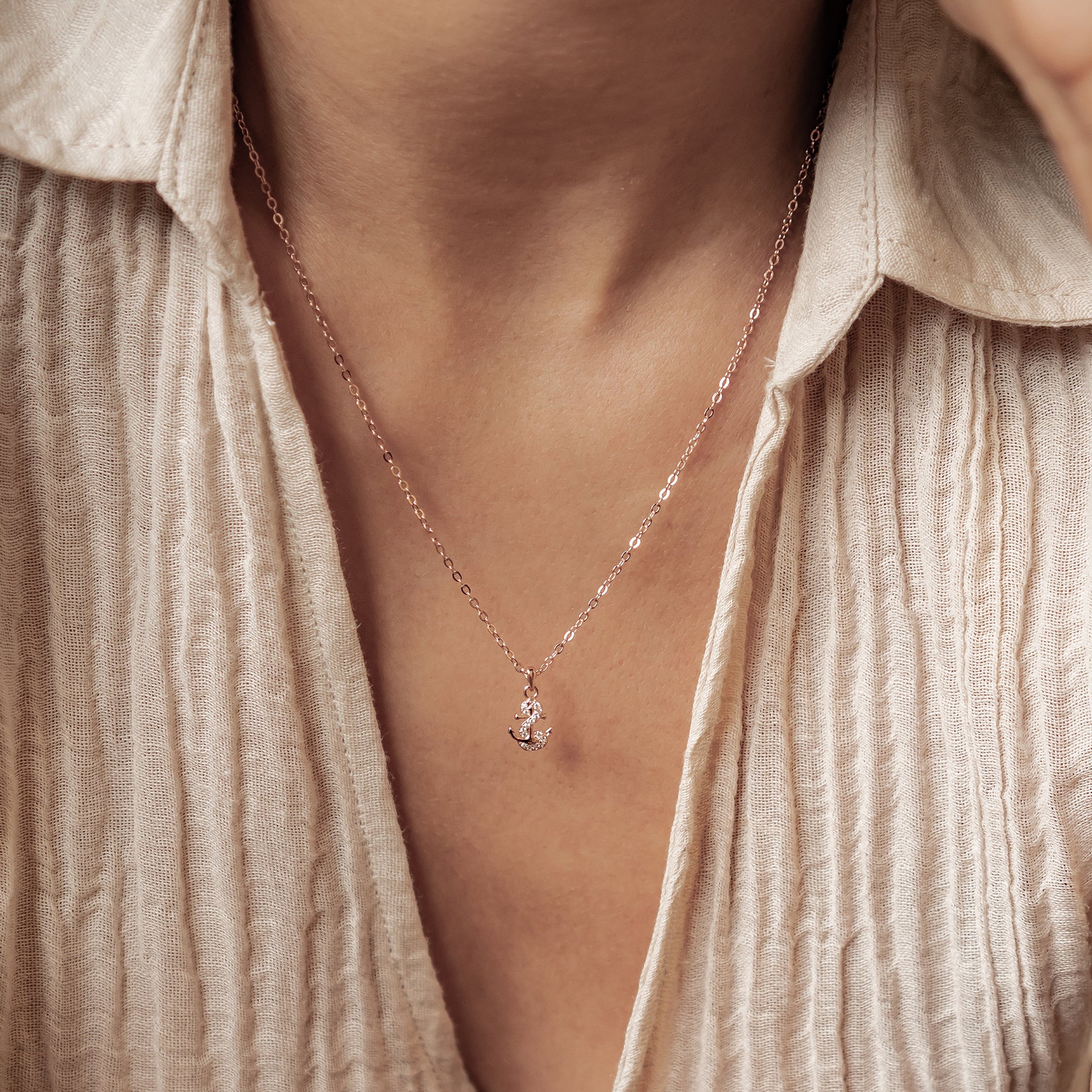 Collier Pendentif Ancre Étincelante en Argent Sterling