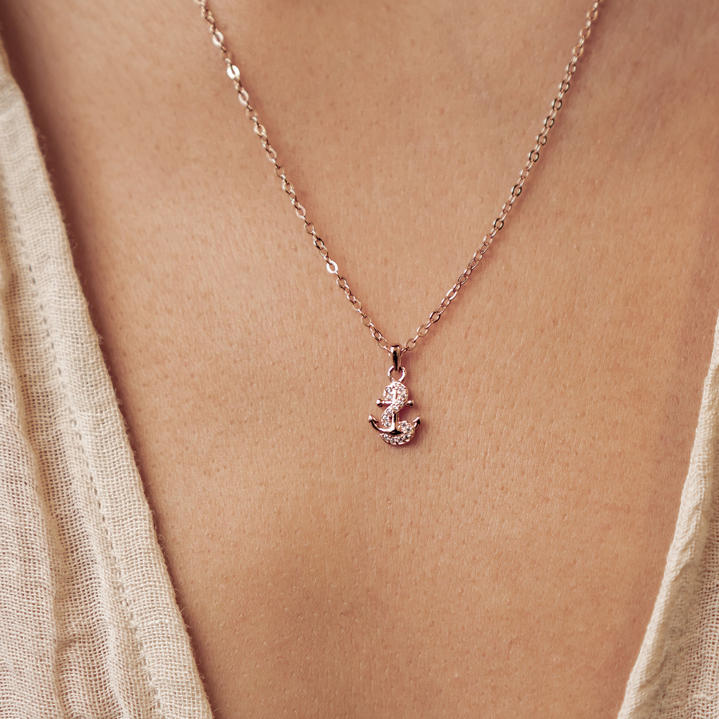 Collier Pendentif Ancre Étincelante en Argent Sterling