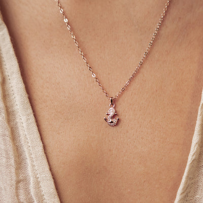 Collier Pendentif Ancre Étincelante en Argent Sterling