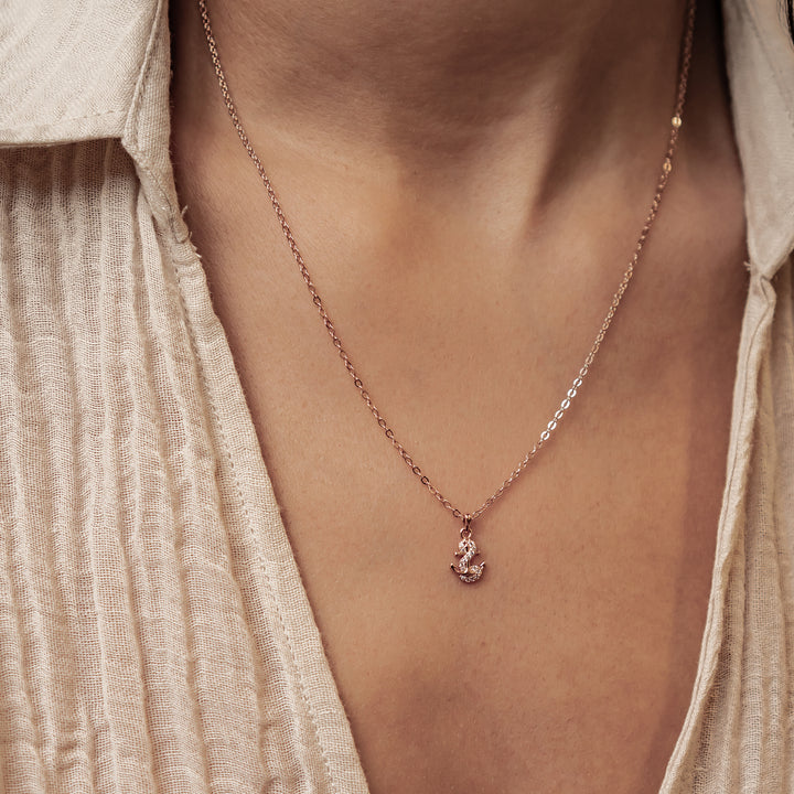 Collar Colgante Ancla Brillo Plata de Ley 925