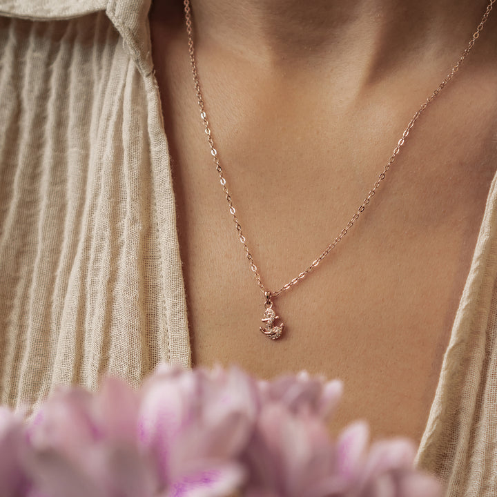 Collar Colgante Ancla Brillo Plata de Ley 925