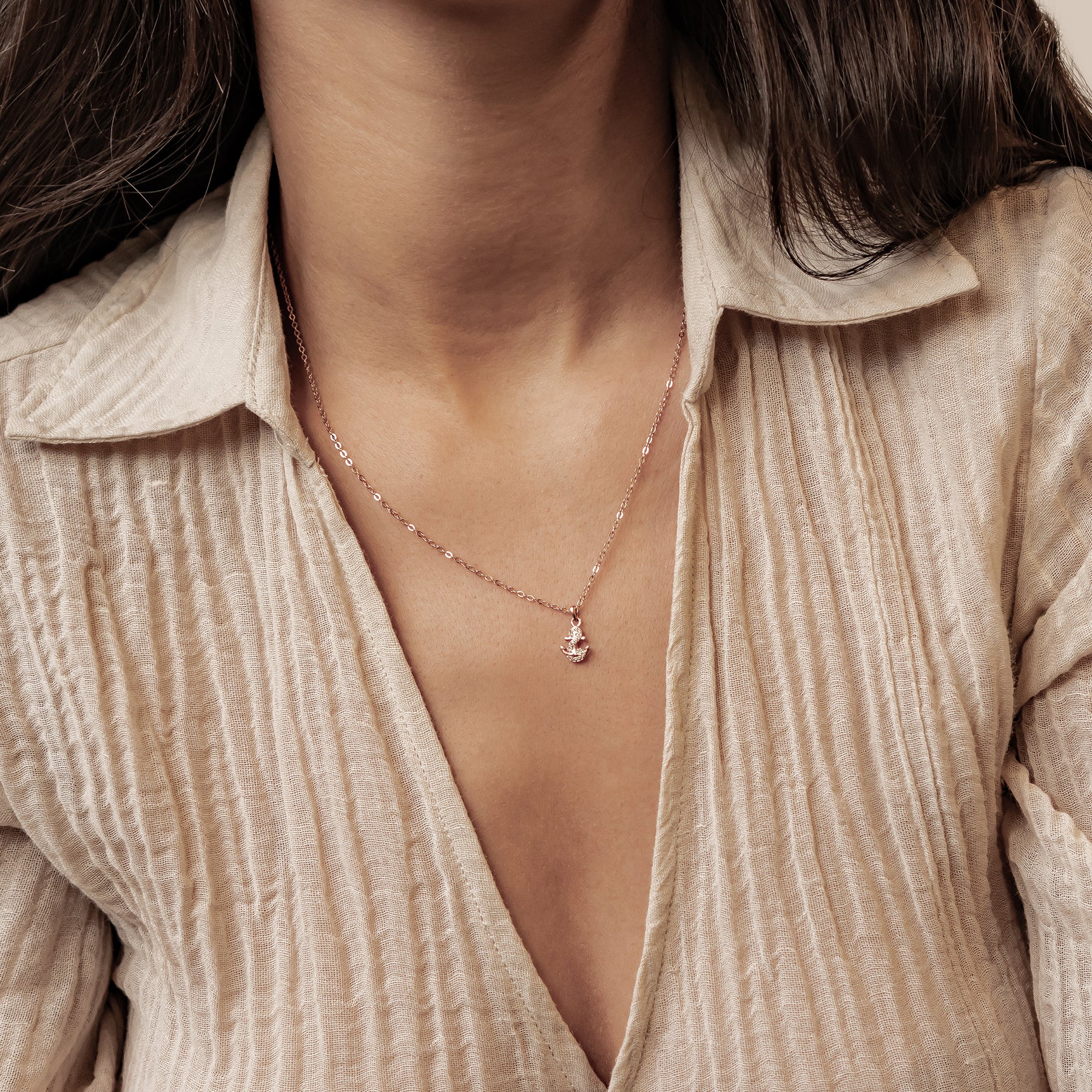 Collier Pendentif Ancre Étincelante en Argent Sterling