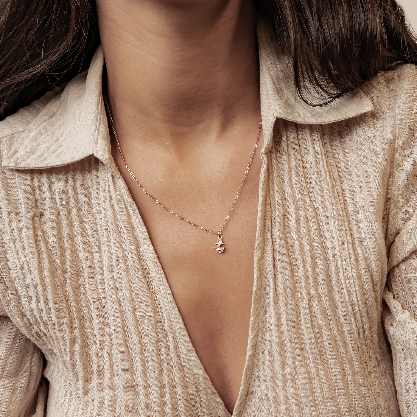 Collier Pendentif Ancre Étincelante en Argent Sterling