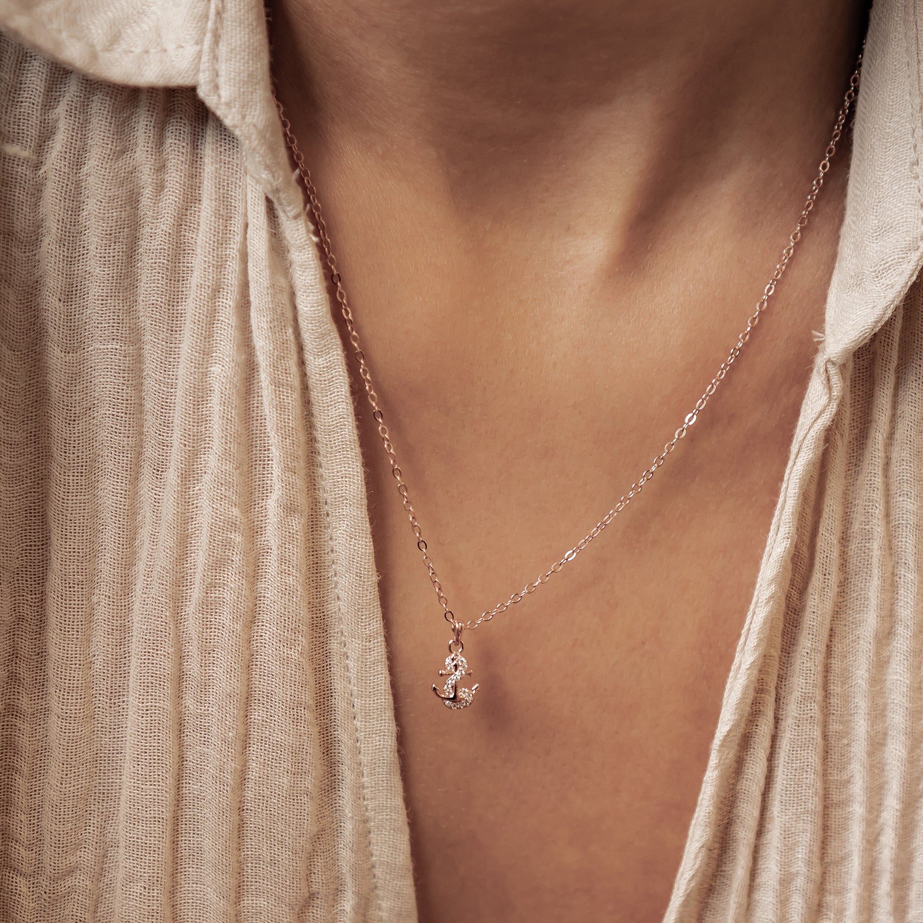 Collier Pendentif Ancre Étincelante en Argent Sterling