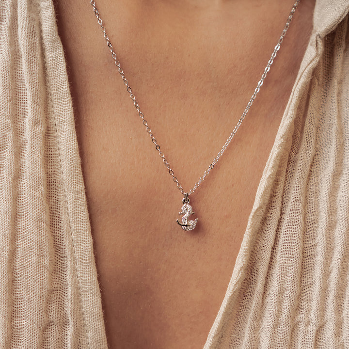 Collar Colgante Ancla Brillo Plata de Ley 925