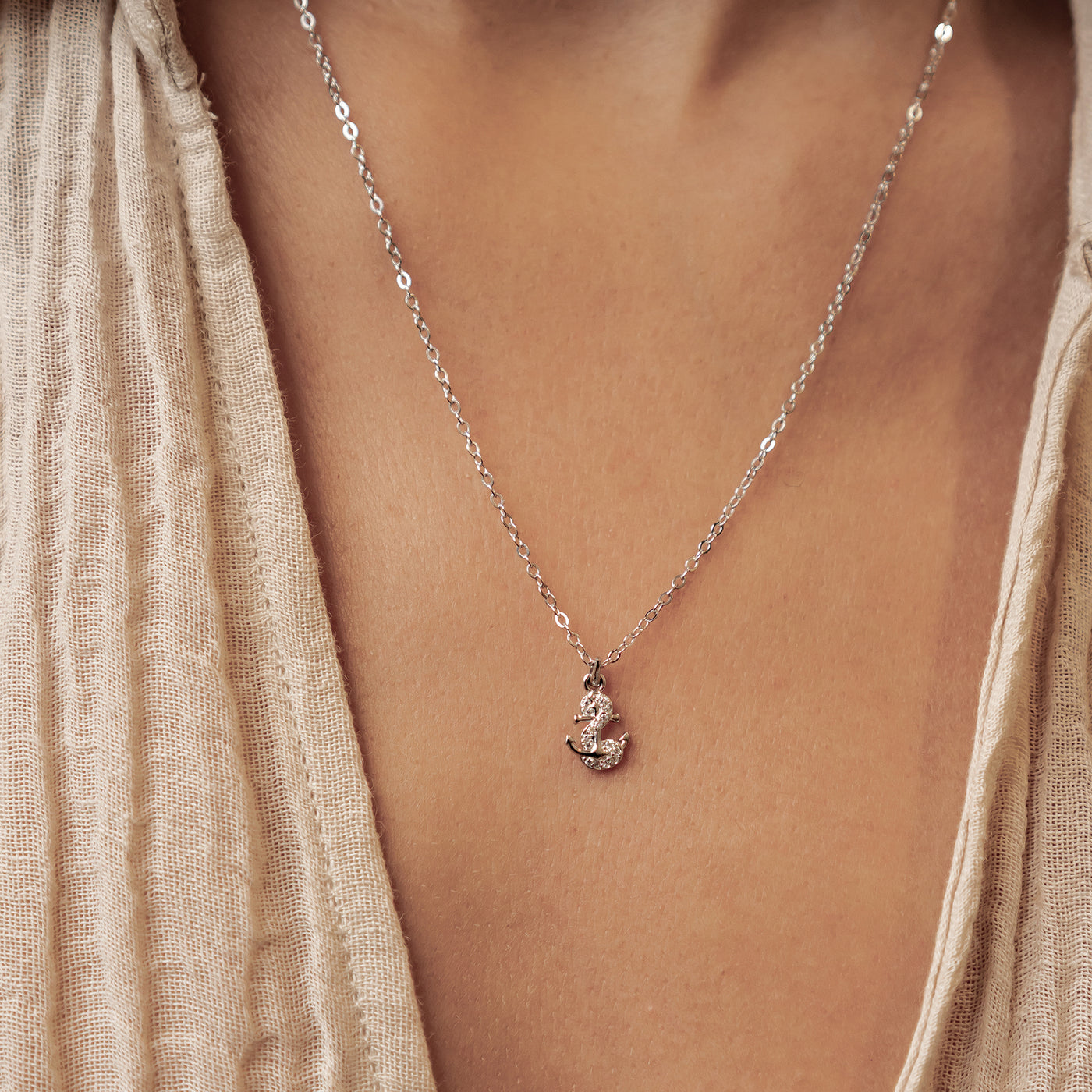 Collier Pendentif Ancre Étincelante en Argent Sterling