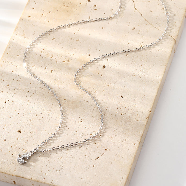 Collar Colgante Ancla Brillo Plata de Ley 925