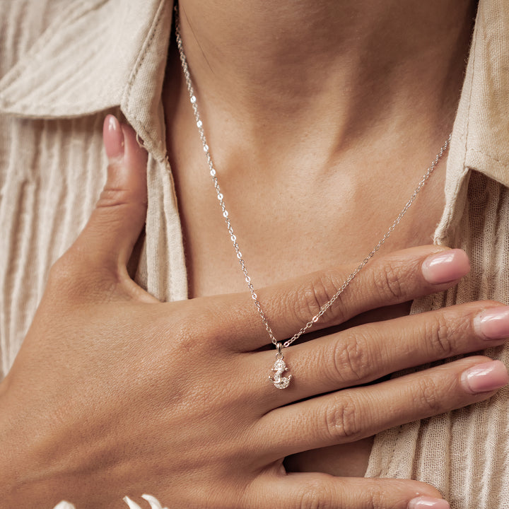 Collar Colgante Ancla Brillo Plata de Ley 925