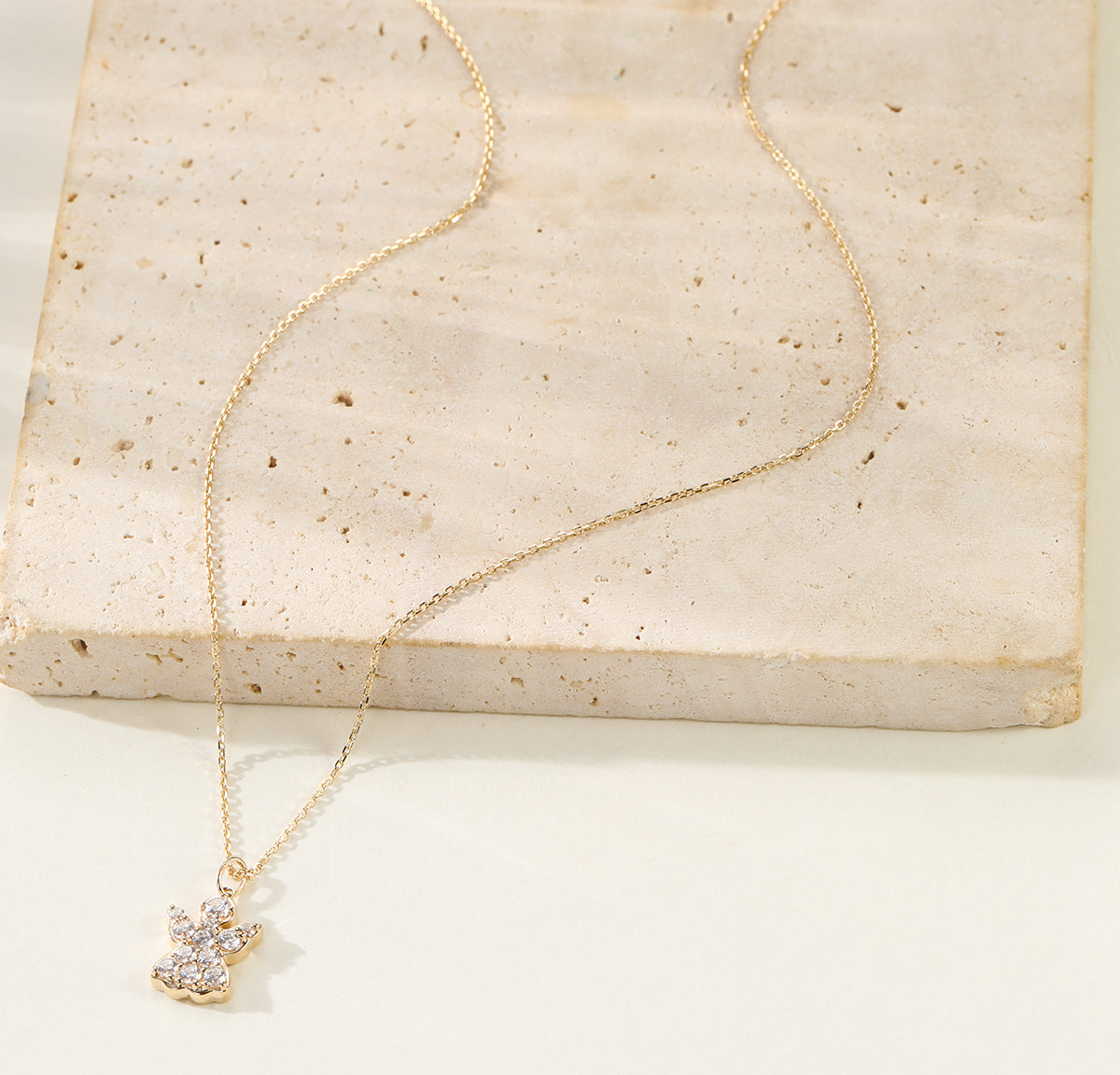 Angel Protector Pendant Necklace 14K Gold