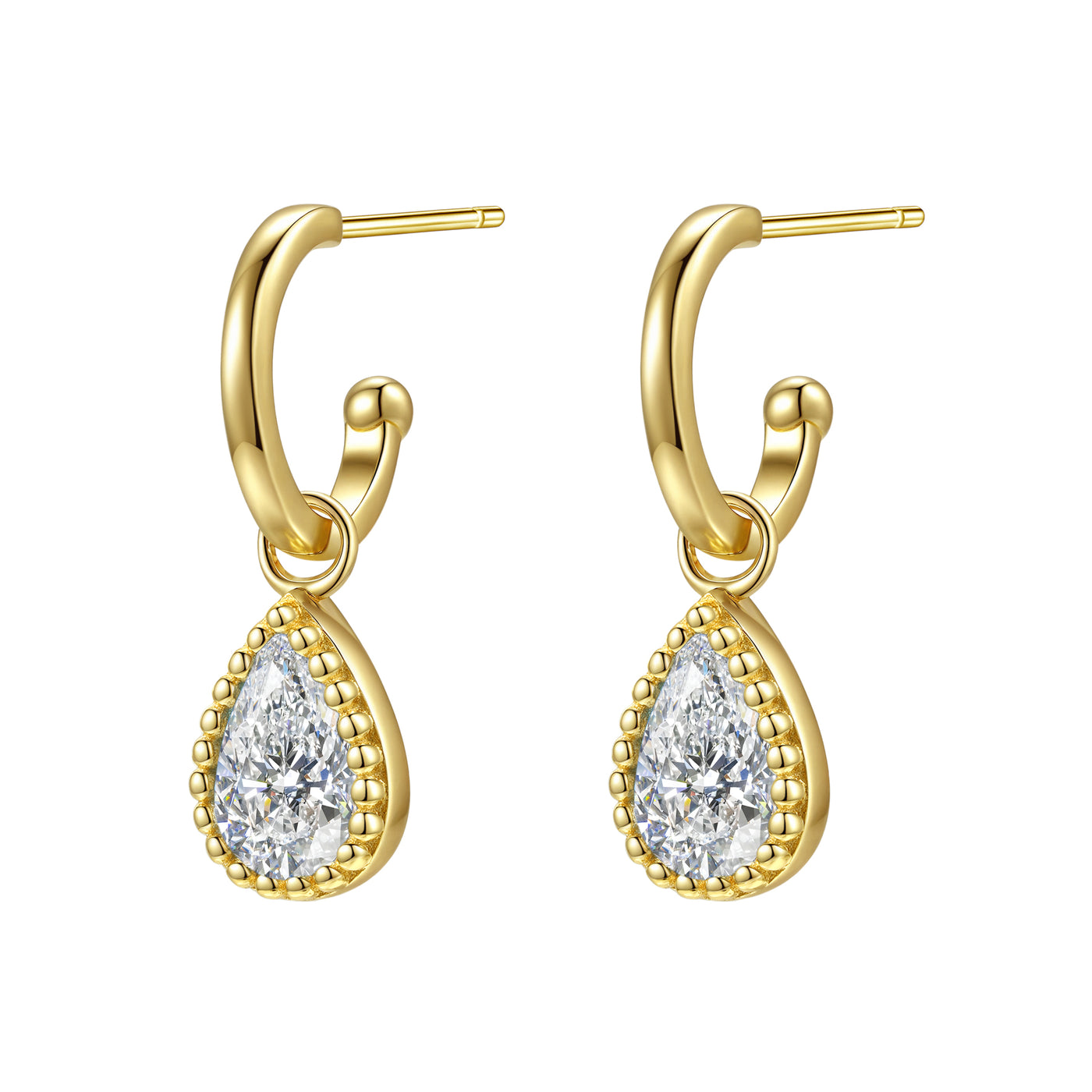 Boucles d’Oreilles Creoles Birthstone Diamant Avril Sterling Argent
