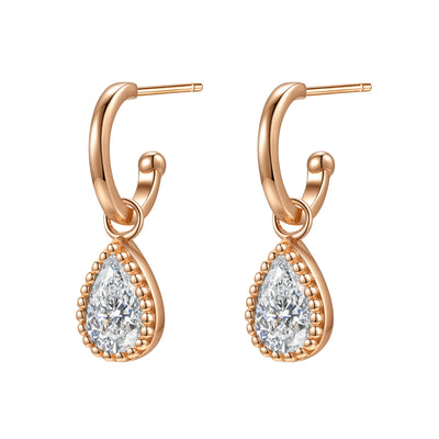 Boucles d’Oreilles Creoles Birthstone Diamant Avril Sterling Argent