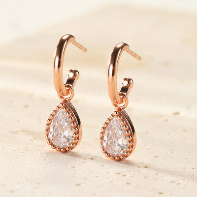 Boucles d’Oreilles Creoles Birthstone Diamant Avril Sterling Argent