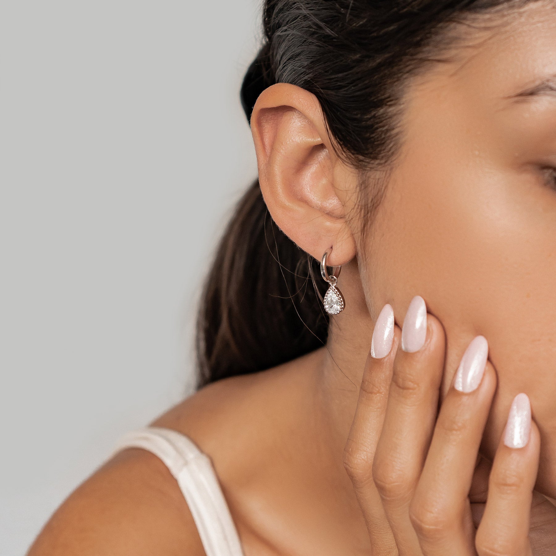 April Diamant Geburtsstein Creolen Sterlingsilber