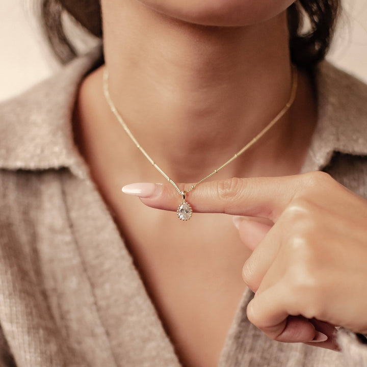 Collier Pierre de Naissance Avril Diamant Argent Sterling