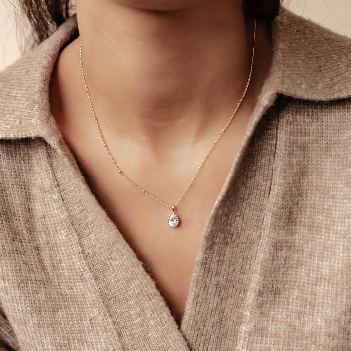 Collier Pierre de Naissance Avril Diamant Argent Sterling