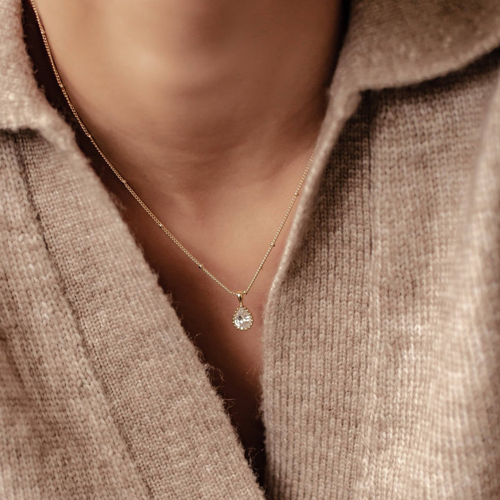 Collier Pierre de Naissance Avril Diamant Argent Sterling