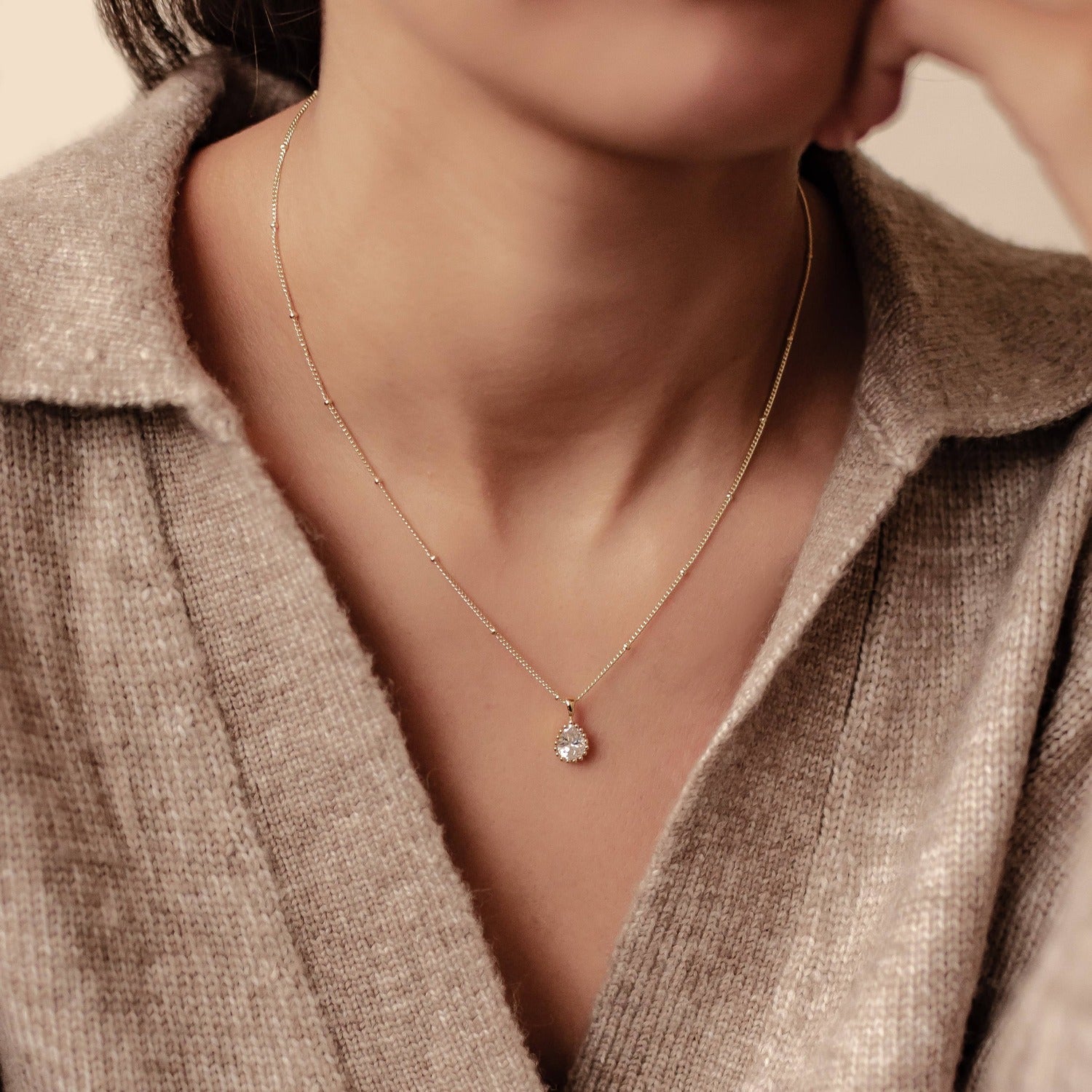 Collier Pierre de Naissance Avril Diamant Sterling Argent