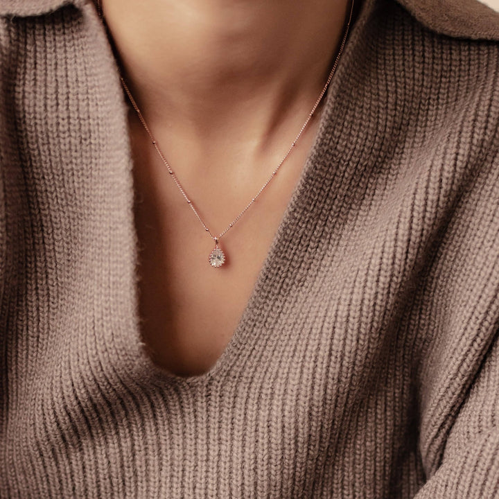 Collier Pierre de Naissance Avril Diamant Argent Sterling