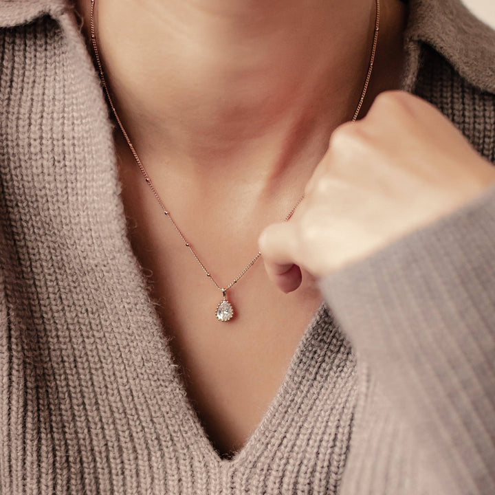 Collier Pierre de Naissance Avril Diamant Argent Sterling