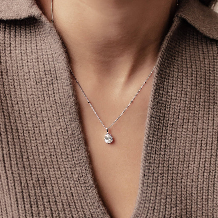 Collier Pierre de Naissance Avril Diamant Argent Sterling