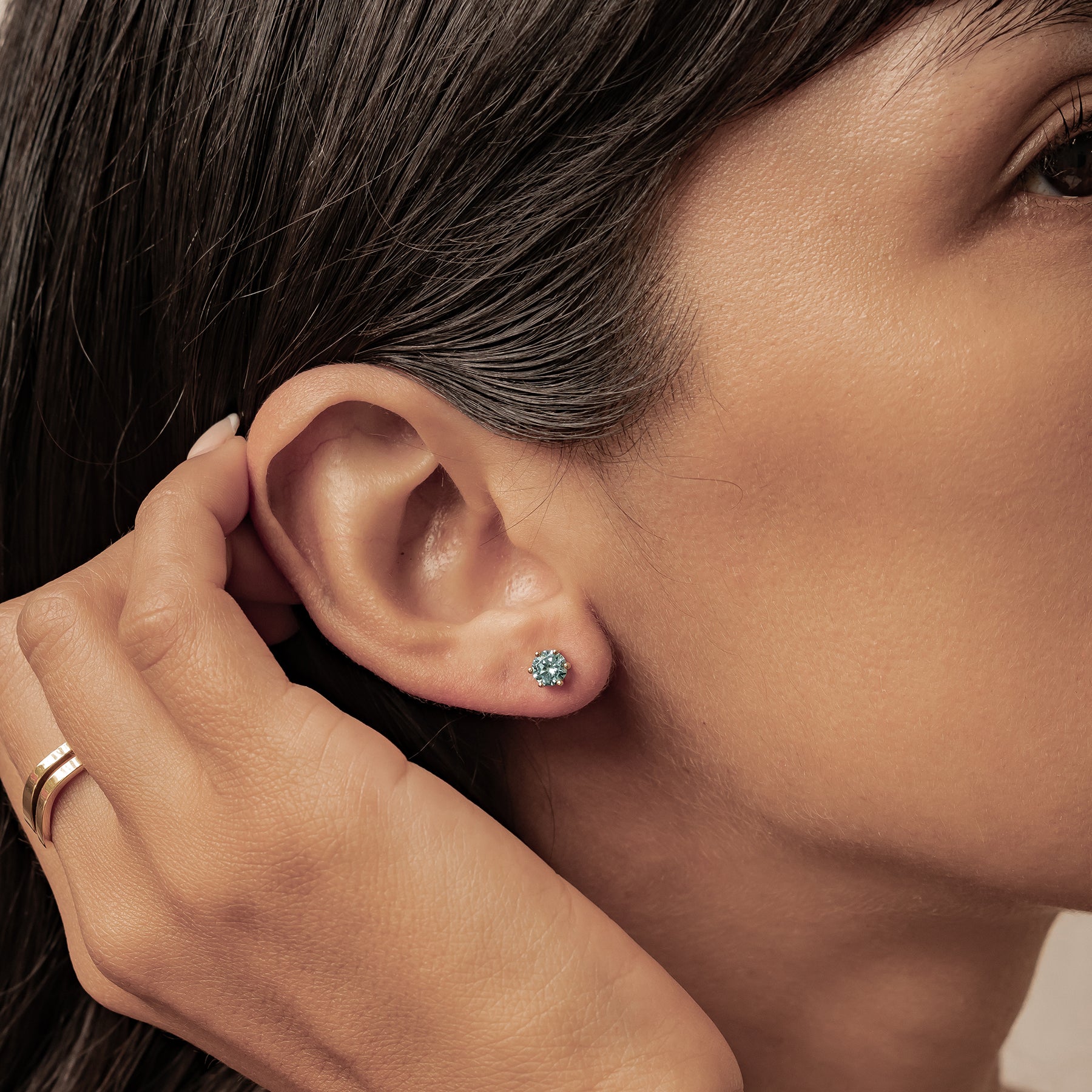 Aquamarin Edelstein Ohrstecker Sterling Silber