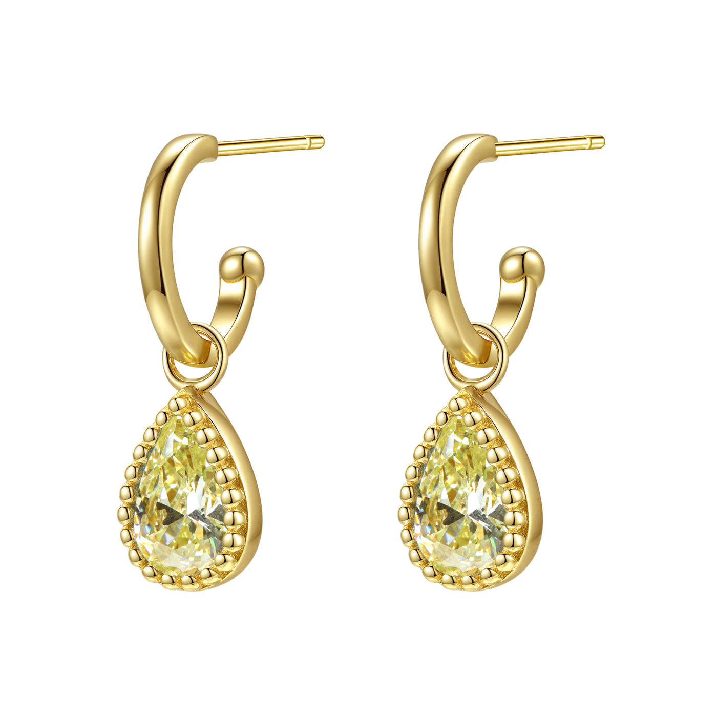 Boucles d’Oreilles Creoles Birthstone Peridot Aout Sterling Argent