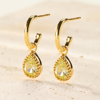 Boucles d’Oreilles Creoles Birthstone Peridot Aout Sterling Argent
