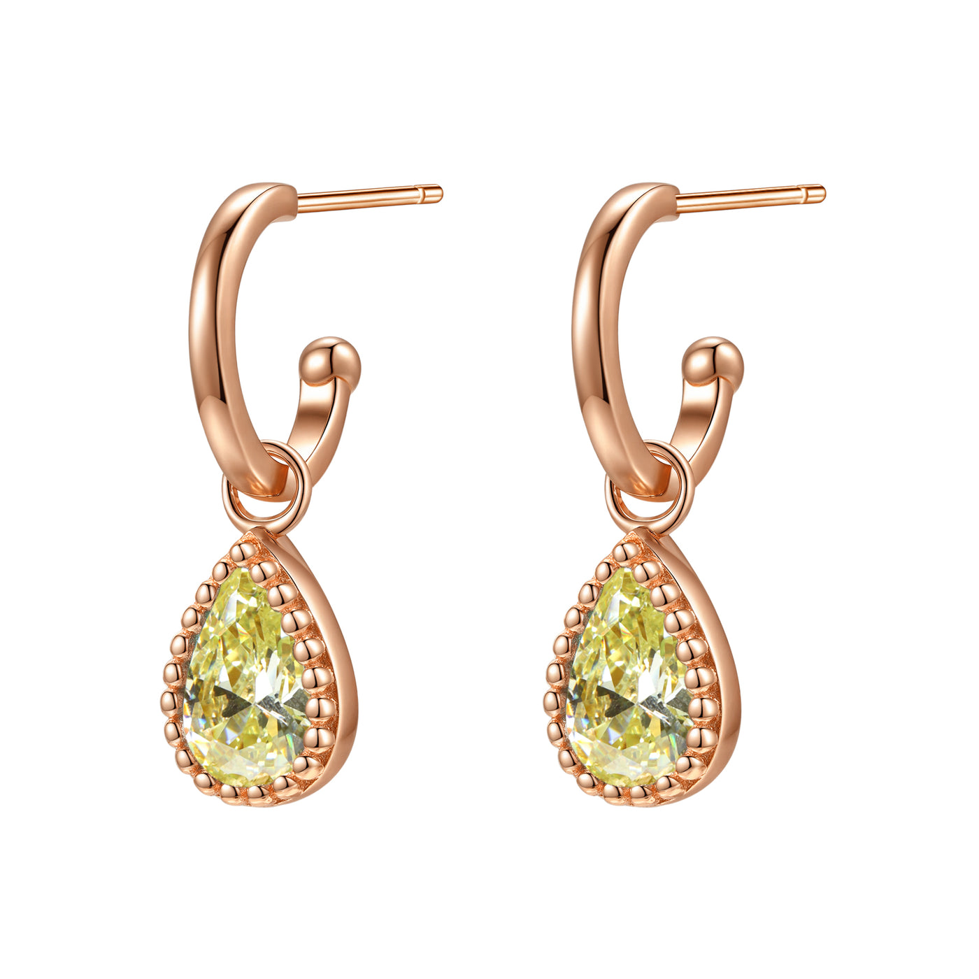 Boucles d’Oreilles Creoles Birthstone Peridot Aout Sterling Argent