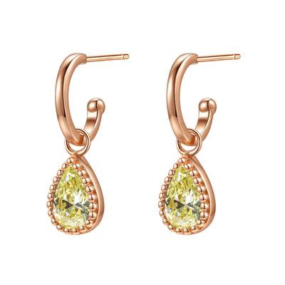 Boucles d’Oreilles Creoles Birthstone Peridot Aout Sterling Argent